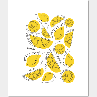 Abstract lemon line pattern Posters and Art